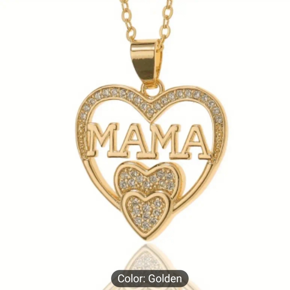 Crystal MAMA Heart Pendant Necklace